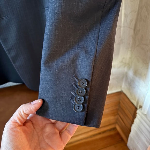 Men's Z Zegna Navy Windowpane Blazer 38R - Picture 8 of 11